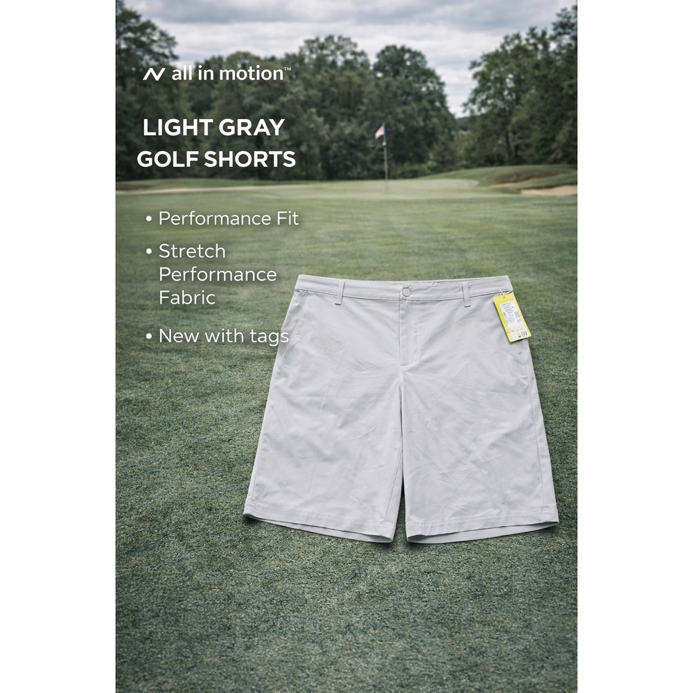 All in Motion Men's Golf Shorts Sz 42 Light Gray Stretch Performance NWT MSRP$30